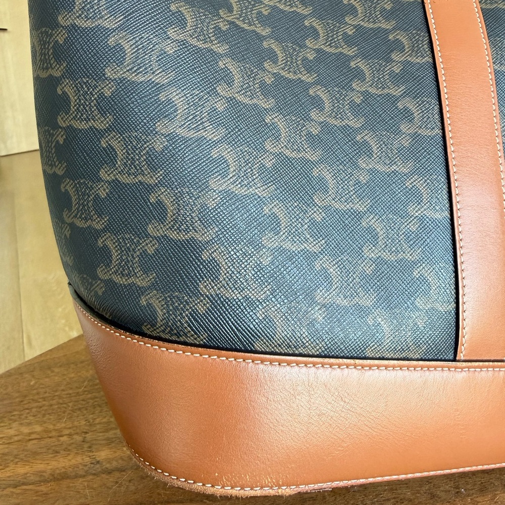 Celine Medium Bucket in Triopmhe Canvas and Calfskin - Picture 5 of 9
